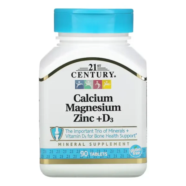 Calcium, Magnésium, Zinc + Vitamine D3 de 21st Century Meilleurs complément alimentaire au Maroc