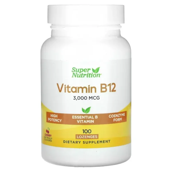 Vitamine B12 3 000 mcg, 100 Pastilles de Super Nutrition Meilleurs complément alimentaire au Maroc
