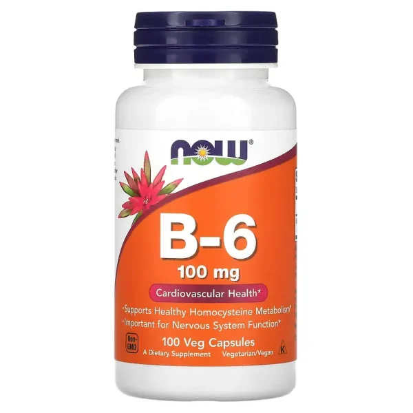 Vitamine B6 100mg de Now Foods meilleurs complément au Maroc