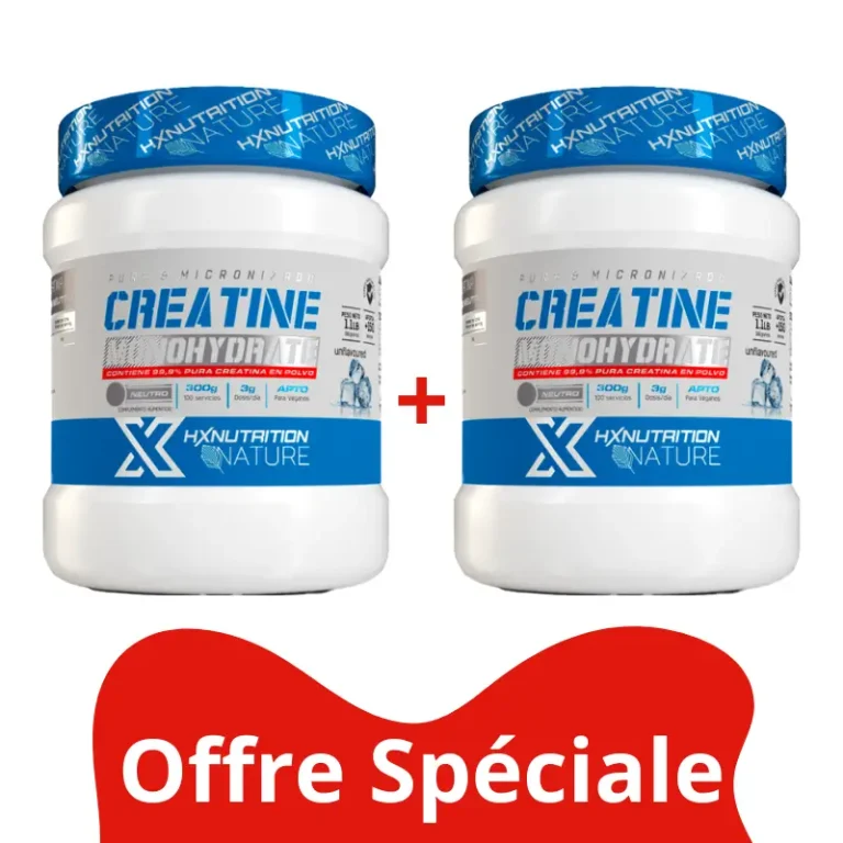 Paquet de 2 Créatine Monohydrate 300g HX Nutrition - Créatine au Maroc